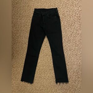 Mother denim jeans the mid rise dazzler ankle fray in holding hands wash